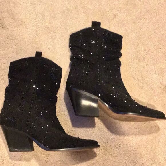 JESSICA SIMPSON Zellya Western Bootie in Pewter Glitter Gabor - Picture 4 of 8